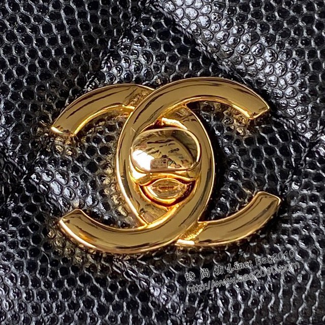 Chanel專櫃新款23s風琴黑金牛皮woc鏈條女包 AP3318 香奈兒經典黑金荔枝皮包包掛飾手袋 djc5208